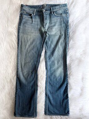 VTG y2k 7 For All Mankind Low Rise Flare Blue Jeans Medium Rinse Size 29 Women